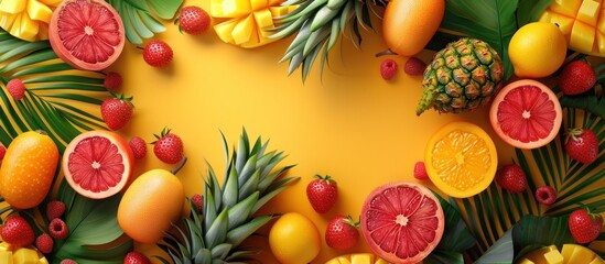 Vibrant Tropical Fruit Assortment in a Still Life Composition