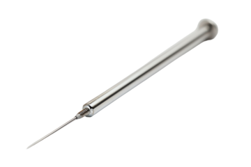 This is a 3D rendering of a metal awl with a sharp point and a long, thin shaft.