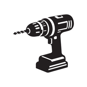 black cordless drill isolated on white clip art preview