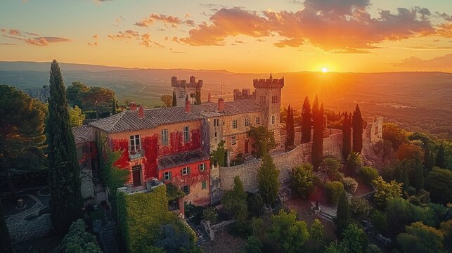 Bird's-eye view of the picturesque village of Gordes in Provence