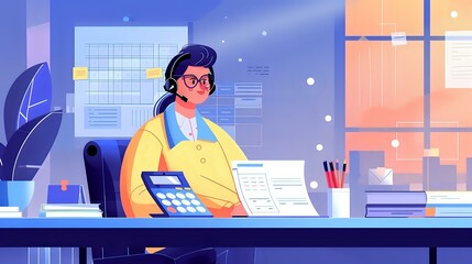 Payroll Professional's Workspace: Desk Scene with Tools and Documents