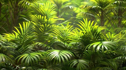 Close-Up Nature View Of Green Leaf Palms, Showcasing The Intricate Details Of Foliage, High Quality