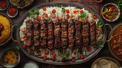 Persian Kebab and Rice Spread A Delectable Cultural Feast in D