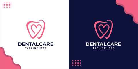 Creative Dental Logo Love Care Simple and Minimalist Dentist Logo, Design Inspiration, Illustration, Vector