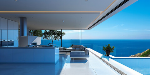 Minimalist luxury beach house overlooking the ocean