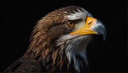 Fototapeta premium eagle close up portrait on plain black background from Generative AI