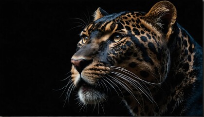 Obraz premium panther close up portrait on plain black background from Generative AI