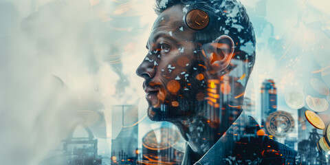 businessman in a sharp suit thinking money