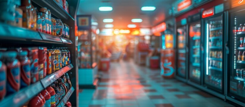 Blurred Background of Convenience Store Interior
