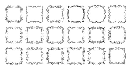 Luxury vintage frames set. Retro decorative ornamental frame different shapes. Classic calligraphic swirl filigree wedding ornaments. Decorative old frame different shapes, typographic invitation card