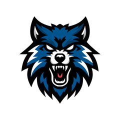 Fierce Blue Wolf Aggressive Head Logo