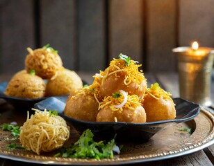 Indian traditional healthy food Sev Puri.