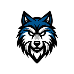 Obraz premium Fierce Blue Wolf Mascot with a Steely Gaze