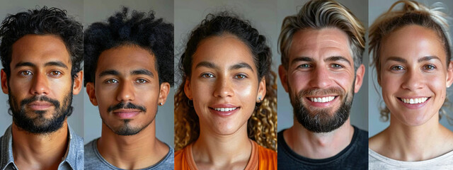 Diverse Faces on White Background