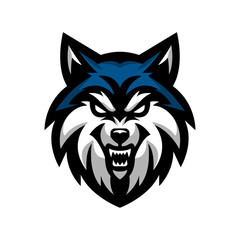 Ferocious Blue Wolf Mascot Symbol