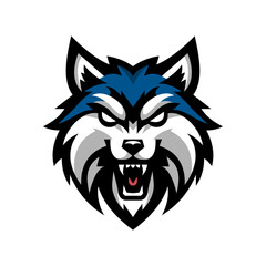 Fierce Guardian Blue Wolf Mascot Logo