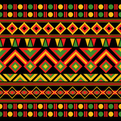 African abstract geometric pattern. African abstract ethnic pattern. African style on black background. Design for clothing, textile, wrapping, background, wallpaper, carpet, embroidery