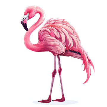 pink flamingo standing isolated white clip art preview