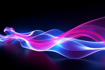 Pink and blue neon light waves