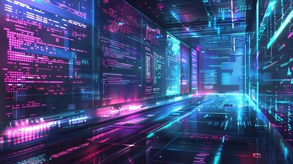 Programming contests front view showcasing coder competitions scifi tone Colored pastel