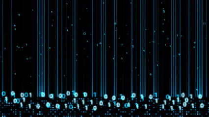 Abstract blue aqua visualization scale wipe glow laser technology binary digital numeric million...