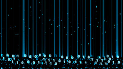 Abstract blue aqua visualization scale wipe glow laser technology binary digital numeric million element dots
