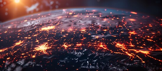 AI-Generated 4K Wallpaper: Global Economic Data Visualization on a Vibrant Blue Background with Infographic Charts, Symbolizing the Future of Integrated Investment and Financial Analytics.