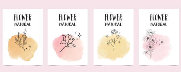 flower background with lavender,sunflower.illustration vector for a4 page design