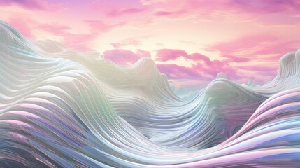 Layers of holographic textures creating a futuristic and surreal landscape