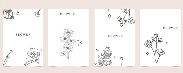 flower background with lavender,sunflower,magnolia.illustration vector for a4 page design