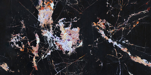 Black marble texture as background with multi veins 