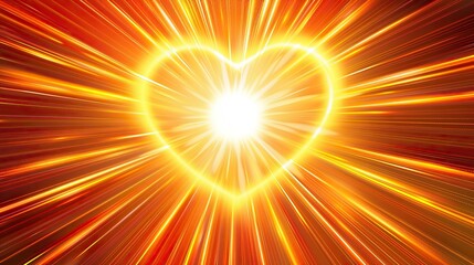 Obraz premium A radiant heart-shaped sunburst, emitting rays of light, symbolizing warmth, love, and positivity against