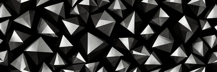 abstract silver polygon triangles on black background design illustration from Generative AI