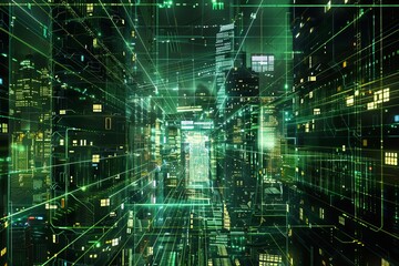 Tech grid with digital connections