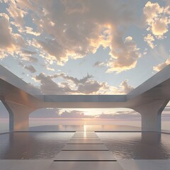 Minimalist Metabolist Megastructure: A Visionary Urban Landscape in 3D Rendered Height