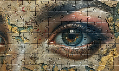 Puzzle Piece Featuring Womans Eye.