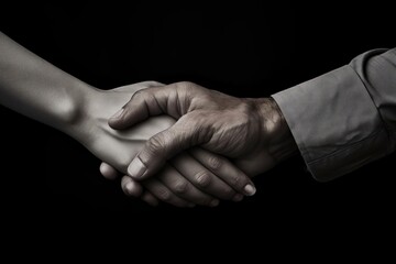 Two people holding hands in a comforting manner