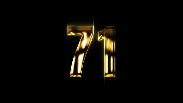  Luxurious Gold Animation of Number 71. Elevate Your Visuals with Opulent Design and Regal Elegance