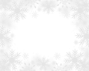 Snowflakes ice crystal frame, ornament snowfall blank border