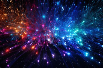 Naklejka premium Vivid neon particle field