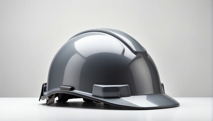 Fototapeta premium gray safety helmet on plain white background with copyspace from Generative AI
