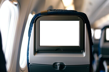 Mockup of an aeroplane monitor screen on a passenger seat