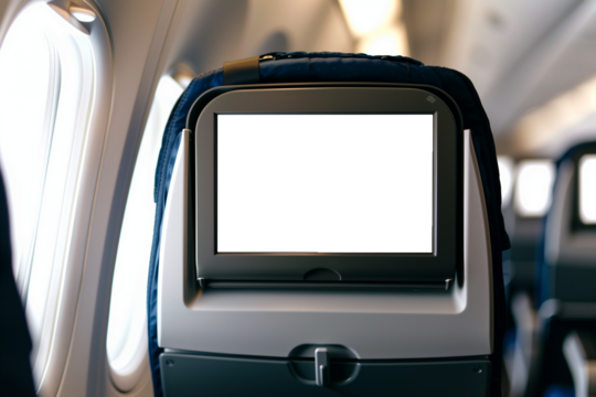 Mockup of an aeroplane monitor screen on a passenger seat