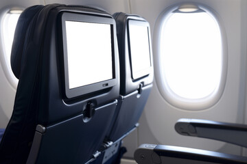 Mockup of an aeroplane monitor screen on a passenger seat