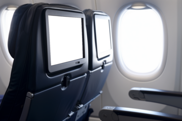 Mockup of an aeroplane monitor screen on a passenger seat