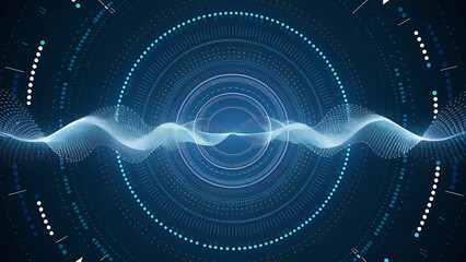 Structured database. Abstract digital wave particle. Digital music background. Sound vibrations....