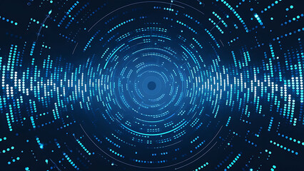 Structured database. Abstract digital wave particle. Digital music background. Sound vibrations. Futuristic dotted wave. Big data analytics. 3D illustration of nano particles in cyberspace