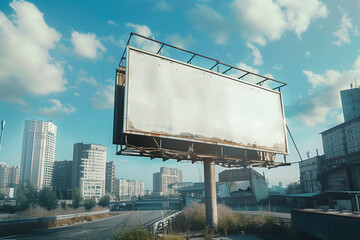 billboard mockup with city background, advertising