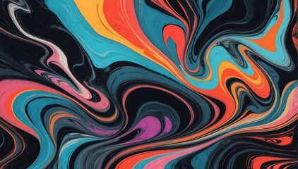 colorful on black theme marbled paper design illustration from Generative AI