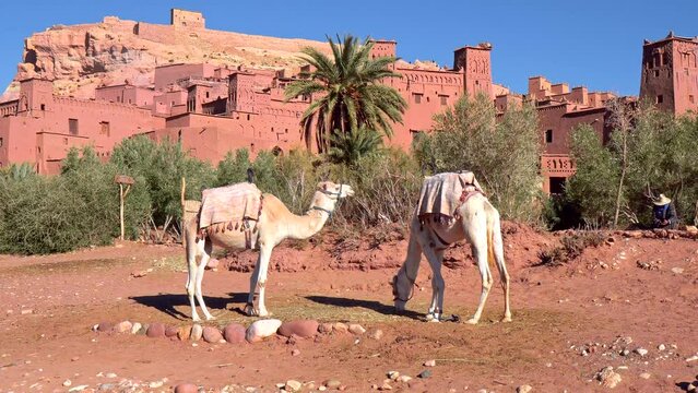 Kasbah of Ait Benhaddou in the Atlas Mountains of Morocco. UNESCO World Heritage Site since 1987
